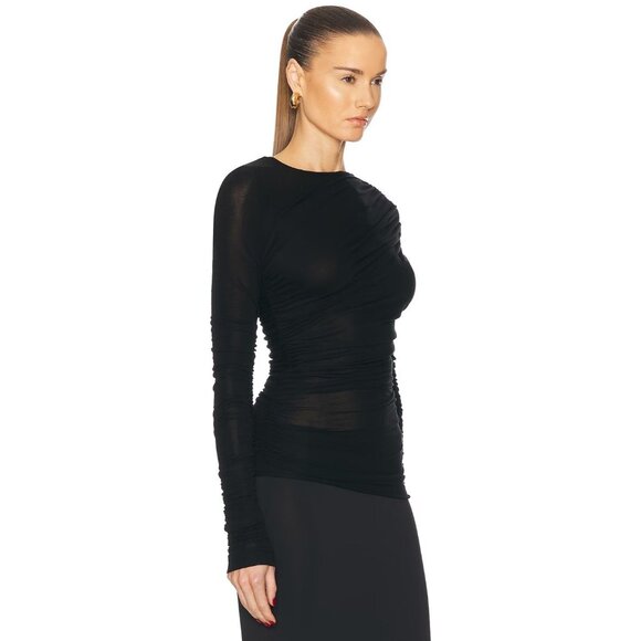 Agolde Tania Twist Tshirt in Black Small New Womens Long Sleeve Top Tee - Picture 4 of 17